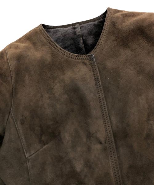 PREMIUM TOSCANA BRISA（プレミアム トスカーナ ブリッサ）PREMIUM TOSCANA BRISA (プレミアム トスカーナ ブリッサ) ノーカラームートンジャケット ブラウン サイズ:XSの古着・服飾アイテム