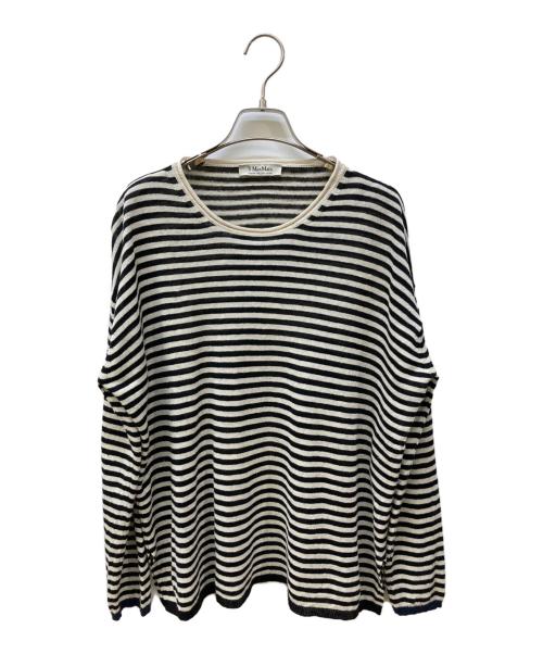 'S Max Mara（エスマックスマーラ）'S Max Mara (エスマックスマーラ) リネンボーダーニット ブラック サイズ:Sの古着・服飾アイテム