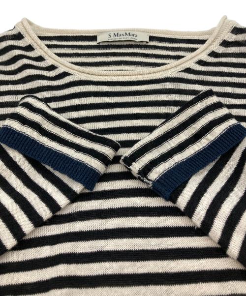 'S Max Mara（エスマックスマーラ）'S Max Mara (エスマックスマーラ) リネンボーダーニット ブラック サイズ:Sの古着・服飾アイテム