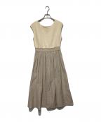 NOLLEY'Sノーリーズ）の古着「テレコ×メモリータフタドッキングワンピース」｜ベージュ