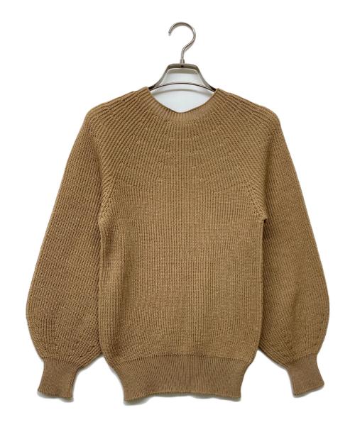 UNTITLED（アンタイトル）UNTITLED (アンタイトル) 求心編みパフスリーブニット ベージュ サイズ:XSの古着・服飾アイテム