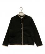 quarancielカランシエル）の古着「バイカラー ライン カーディガン」｜ブラック