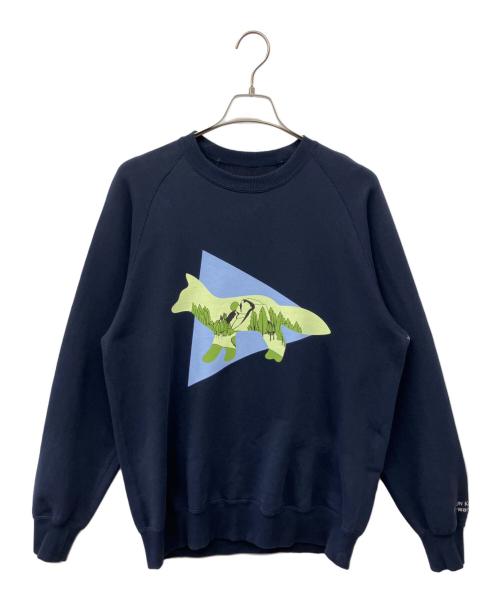 maison kitsune（メゾンキツネ）MAISON KITSUNE (メゾンキツネ) and wander (アンドワンダー) DRY COTTON SWEATSHIRT ネイビー サイズ:SIZE 2の古着・服飾アイテム