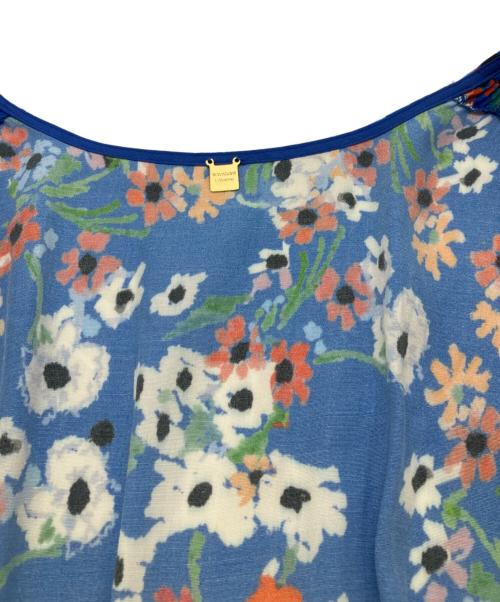 NOLLEY'S（ノーリーズ）NOLLEY'S (ノーリース) フラワープリント カシュクールワンピース ブルー サイズ:38の古着・服飾アイテム