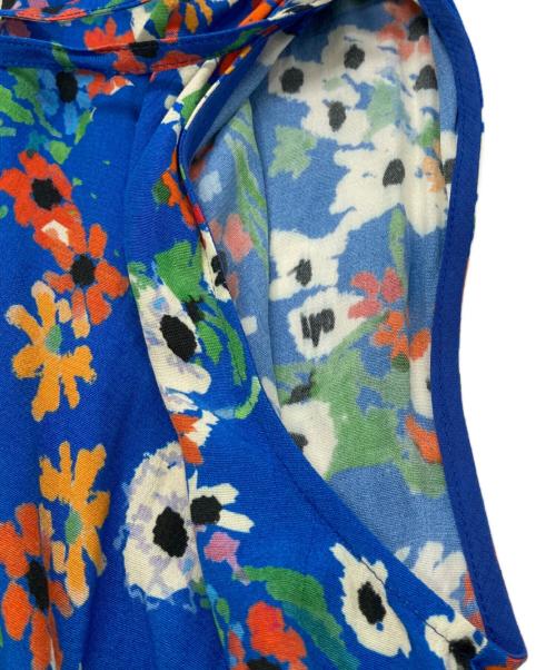 NOLLEY'S（ノーリーズ）NOLLEY'S (ノーリース) フラワープリント カシュクールワンピース ブルー サイズ:38の古着・服飾アイテム