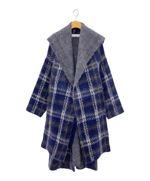 LE CIEL BLEU（ルシェルブルー）LE CIEL BLEU (ルシェルブルー) Check Knit Coat ネイビー サイズ:ＳＩＺＥ３６の古着・服飾アイテム