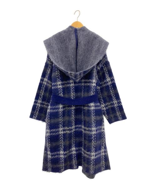 LE CIEL BLEU（ルシェルブルー）LE CIEL BLEU (ルシェルブルー) Check Knit Coat ネイビー サイズ:ＳＩＺＥ３６の古着・服飾アイテム