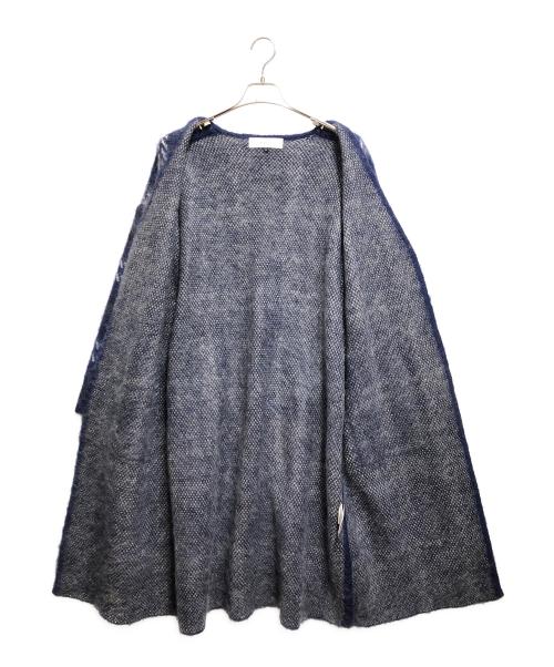 LE CIEL BLEU（ルシェルブルー）LE CIEL BLEU (ルシェルブルー) Check Knit Coat ネイビー サイズ:ＳＩＺＥ３６の古着・服飾アイテム