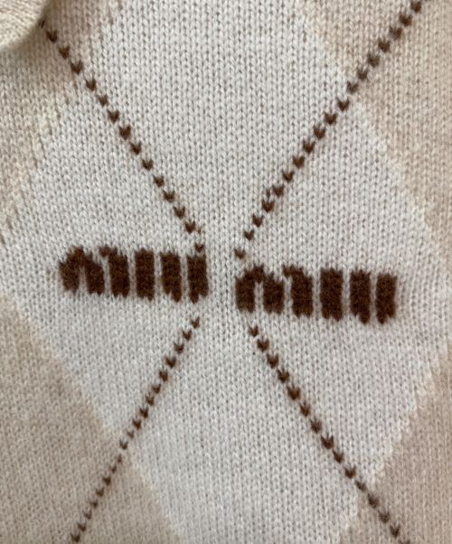 MIU MIU（ミュウミュウ）MIU MIU (ミュウミュウ) カシミヤ ニット ポロシャツ ベージュ サイズ:38の古着・服飾アイテム