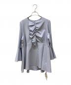 CADUNEカデュネ）の古着「フリルフレアブラウス」｜ブルー