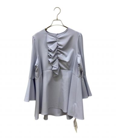 中古・古着通販】CADUNE (カデュネ) フリルフレアブラウス ブルー