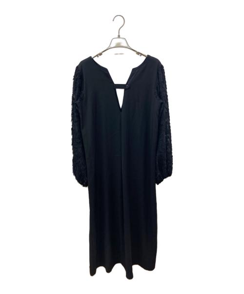 Lumier（リュミエ）Lumier (リュミエ) ジャガードスリーブ2WAYワンピース ブラック サイズ:Mの古着・服飾アイテム