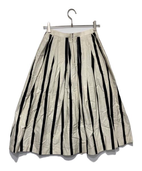 YORI（ヨリ）YORI (ヨリ) ストライプフレアスカート アイボリー サイズ:36の古着・服飾アイテム