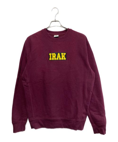 IRAK（アイラック）IRAK (アイラック) Box Logo Crewneck Sweatshirt バーガンディー サイズ:Ｍの古着・服飾アイテム