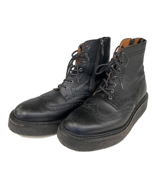 foot the coacher（フットザコーチャー）foot the coacher (フットザコーチャー) サイドジップウィングチップレザーブーツ ブラック サイズ:8 2/1の古着・服飾アイテム