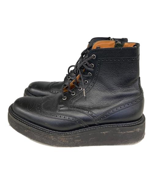 foot the coacher（フットザコーチャー）foot the coacher (フットザコーチャー) サイドジップウィングチップレザーブーツ ブラック サイズ:8 2/1の古着・服飾アイテム