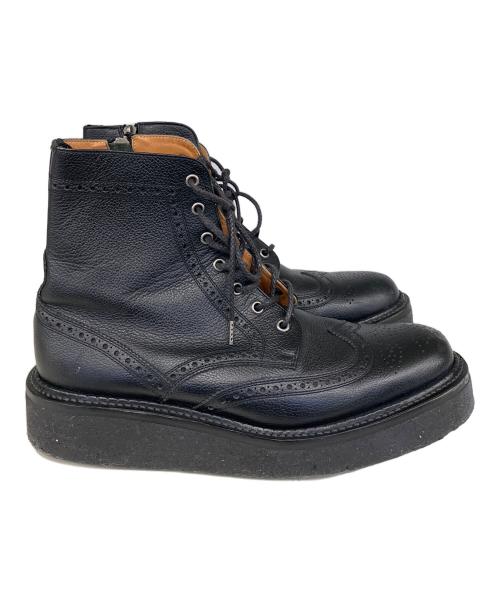 foot the coacher（フットザコーチャー）foot the coacher (フットザコーチャー) サイドジップウィングチップレザーブーツ ブラック サイズ:8 2/1の古着・服飾アイテム