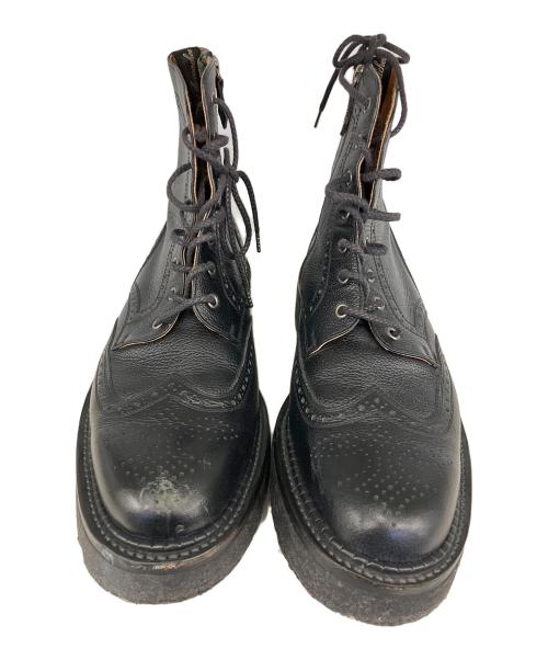 foot the coacher（フットザコーチャー）foot the coacher (フットザコーチャー) サイドジップウィングチップレザーブーツ ブラック サイズ:8 2/1の古着・服飾アイテム