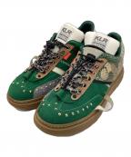 KOLORカラー）の古着「ルチマテリアル ローカットスニーカー」｜グリーン