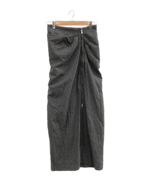 CLANE（クラネ）CLANE (クラネ) HIGH WAIST DRAPE SKIRT グレー サイズ:ＳＩＺＥ１の古着・服飾アイテム