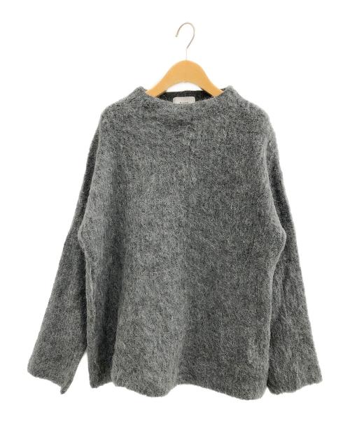 CLANE（クラネ）CLANE (クラネ) BOAT NECK MOHAIR OVER KNIT TOPS グレー サイズ:ＳＩＺＥ１の古着・服飾アイテム