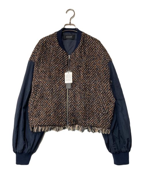JEANASIS（ジーナシス）JEANASIS (ジーナシス) イソザイツイードショートブルゾン ブラウン×ネイビー サイズ:FREE 未使用品の古着・服飾アイテム