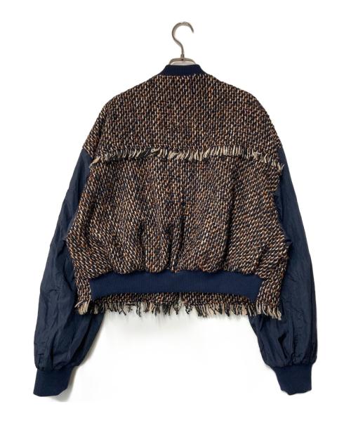 JEANASIS（ジーナシス）JEANASIS (ジーナシス) イソザイツイードショートブルゾン ブラウン×ネイビー サイズ:FREE 未使用品の古着・服飾アイテム