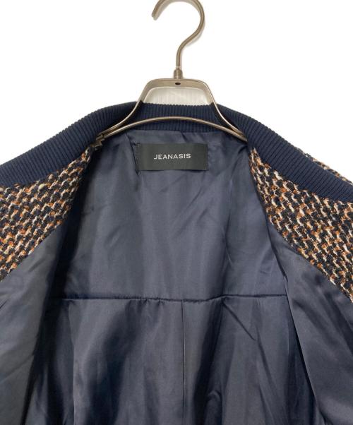 JEANASIS（ジーナシス）JEANASIS (ジーナシス) イソザイツイードショートブルゾン ブラウン×ネイビー サイズ:FREE 未使用品の古着・服飾アイテム
