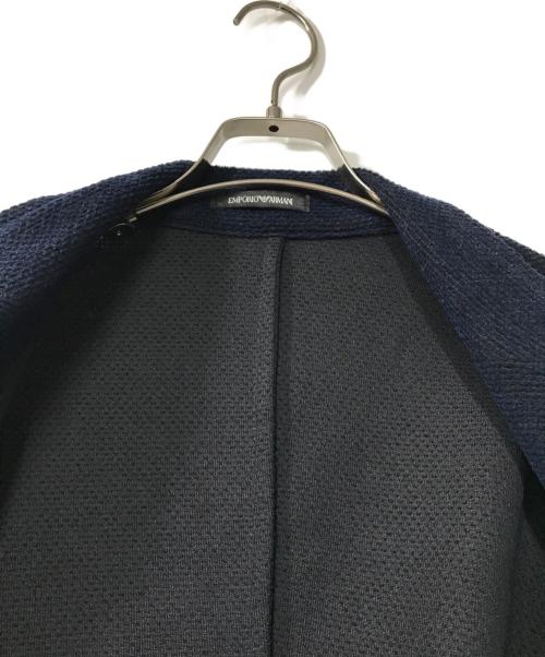 EMPORIO ARMANI（エンポリオアルマーニ）EMPORIO ARMANI (エンポリオアルマーニ) ニットテーラードジャケット ネイビー サイズ:50の古着・服飾アイテム