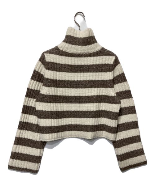 theory（セオリー）theory (セオリー) ボーダーハイネックニット ホワイト×ブラウン サイズ:Sの古着・服飾アイテム