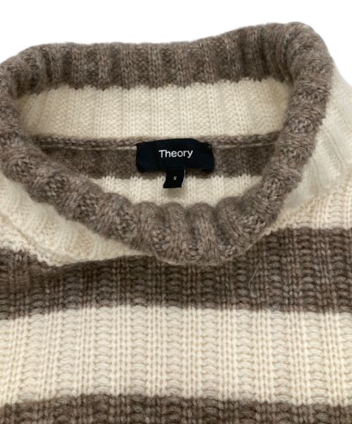 theory（セオリー）theory (セオリー) ボーダーハイネックニット ホワイト×ブラウン サイズ:Sの古着・服飾アイテム