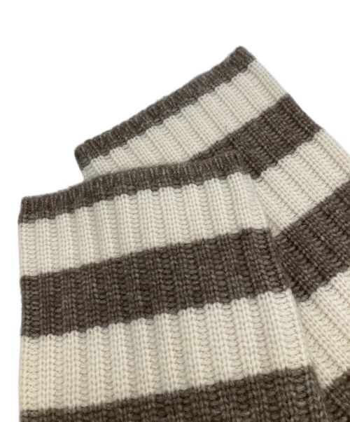 theory（セオリー）theory (セオリー) ボーダーハイネックニット ホワイト×ブラウン サイズ:Sの古着・服飾アイテム