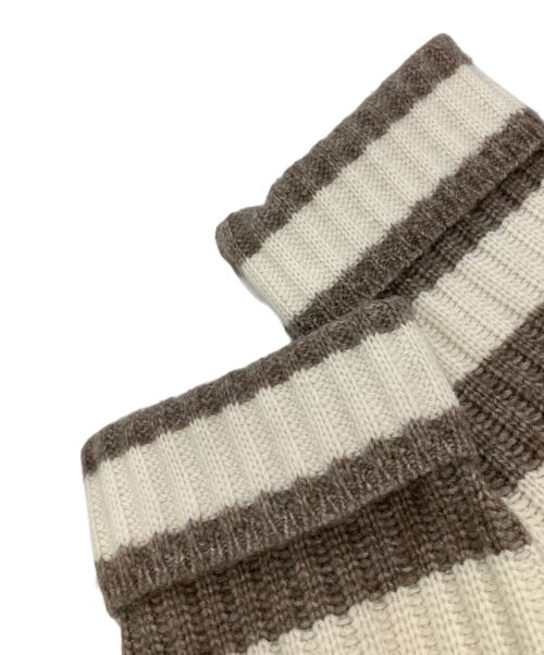 theory（セオリー）theory (セオリー) ボーダーハイネックニット ホワイト×ブラウン サイズ:Sの古着・服飾アイテム