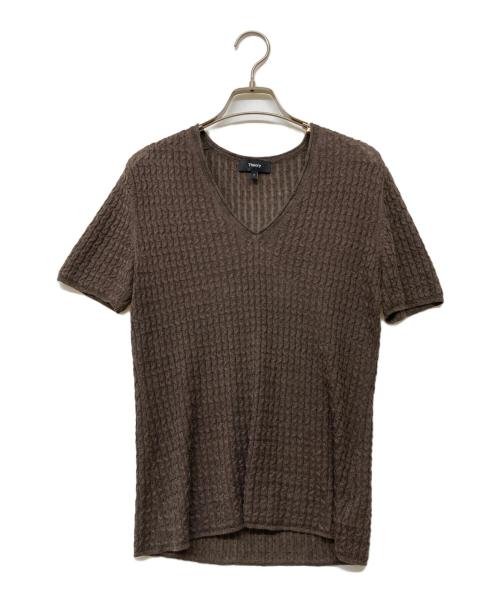 theory（セオリー）theory (セオリー) リネン混ケーブルニット ブラウン サイズ:Sの古着・服飾アイテム