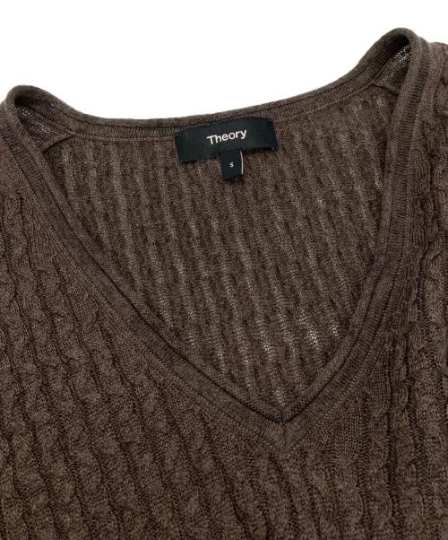 theory（セオリー）theory (セオリー) リネン混ケーブルニット ブラウン サイズ:Sの古着・服飾アイテム