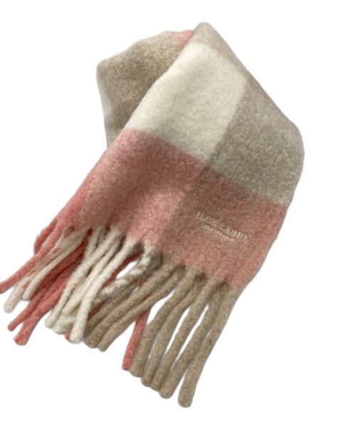 BLUE LABEL CRESTBRIDGE（ブルーレーベルクレストブリッジ）BLUE LABEL CRESTBRIDGE (ブルーレーベルクレストブリッジ) カラーブロックフリンジマフラー ピンクの古着・服飾アイテム