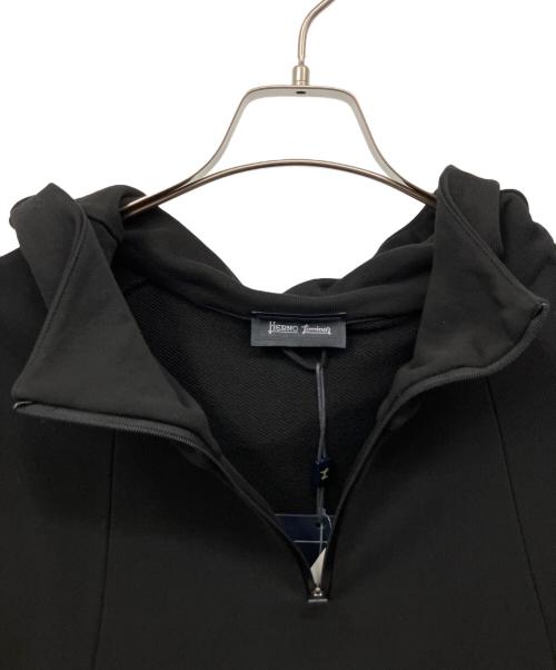 HERNO（ヘルノ）HERNO (ヘルノ) ラミナー マーセライズドコットンスウェットハーフジップフーディー ブラック サイズ:46の古着・服飾アイテム