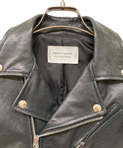 beautiful people（ビューティフルピープル）beautiful people (ビューティフルピープル) UNITED ARROWS (ユナイテッドアローズ) ダブルライダースジャケット ブラック サイズ:150の古着・服飾アイテム