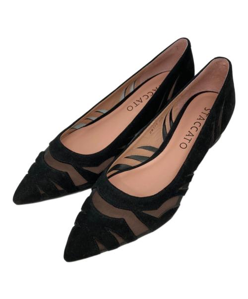 STACCATO（スタッカート）STACCATO (スタッカート) デザインカットワークパンプス ブラック サイズ:23.5の古着・服飾アイテム