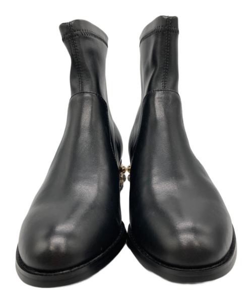 STACCATO（スタッカート）STACCATO (スタッカート) スパイクパールヒールストレッチブーツ ブラック サイズ:23.5の古着・服飾アイテム