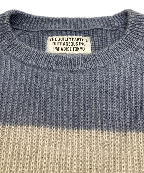 WACKO MARIA（ワコマリア）WACKO MARIA (ワコマリア) モヘヤ×シルクボーダーニット ブルー サイズ:-の古着・服飾アイテム