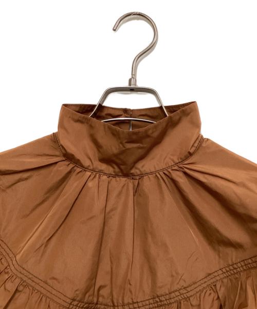 TELA（テラ）tela (テラ) スタンドカラーフリルブラウス ブラウン サイズ:42の古着・服飾アイテム