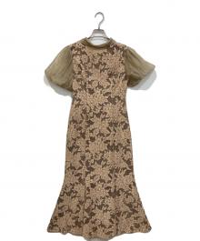 LAGUNA MOON（ラグナムーン）の古着「LADYジャガードレースフレアーワンピース」｜グリーン