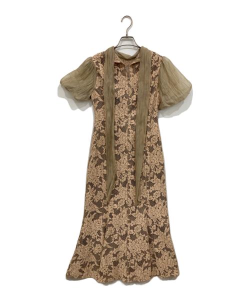 LAGUNA MOON（ラグナムーン）LAGUNA MOON (ラグナムーン) LADYジャガードレースフレアーワンピース グリーン サイズ:Sの古着・服飾アイテム