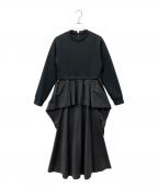 #Newansハッシュニュアンス）の古着「クリオネシルエットコンビドレス」｜ブラック