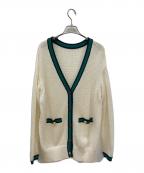 Diagramダイアグラム）の古着「ラインメッシュニットカーディガン」｜ホワイト