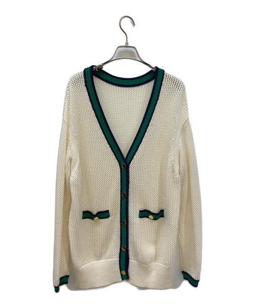 Diagram（ダイアグラム）Diagram (ダイアグラム) ラインメッシュニットカーディガン ホワイト サイズ:36の古着・服飾アイテム