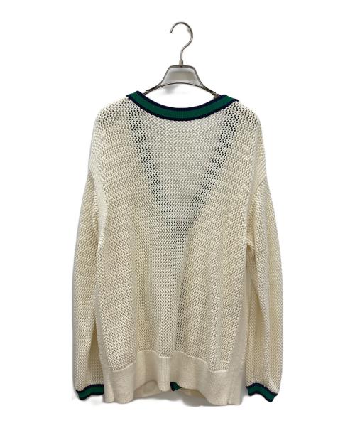 Diagram（ダイアグラム）Diagram (ダイアグラム) ラインメッシュニットカーディガン ホワイト サイズ:36の古着・服飾アイテム