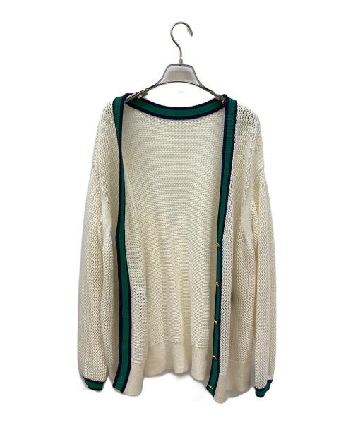 Diagram（ダイアグラム）Diagram (ダイアグラム) ラインメッシュニットカーディガン ホワイト サイズ:36の古着・服飾アイテム