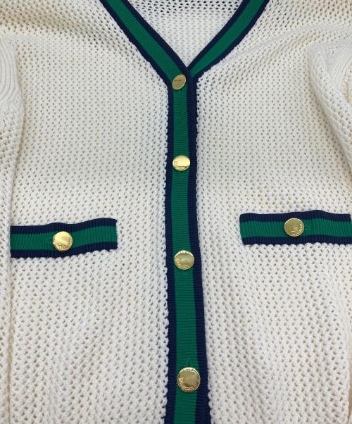 Diagram（ダイアグラム）Diagram (ダイアグラム) ラインメッシュニットカーディガン ホワイト サイズ:36の古着・服飾アイテム